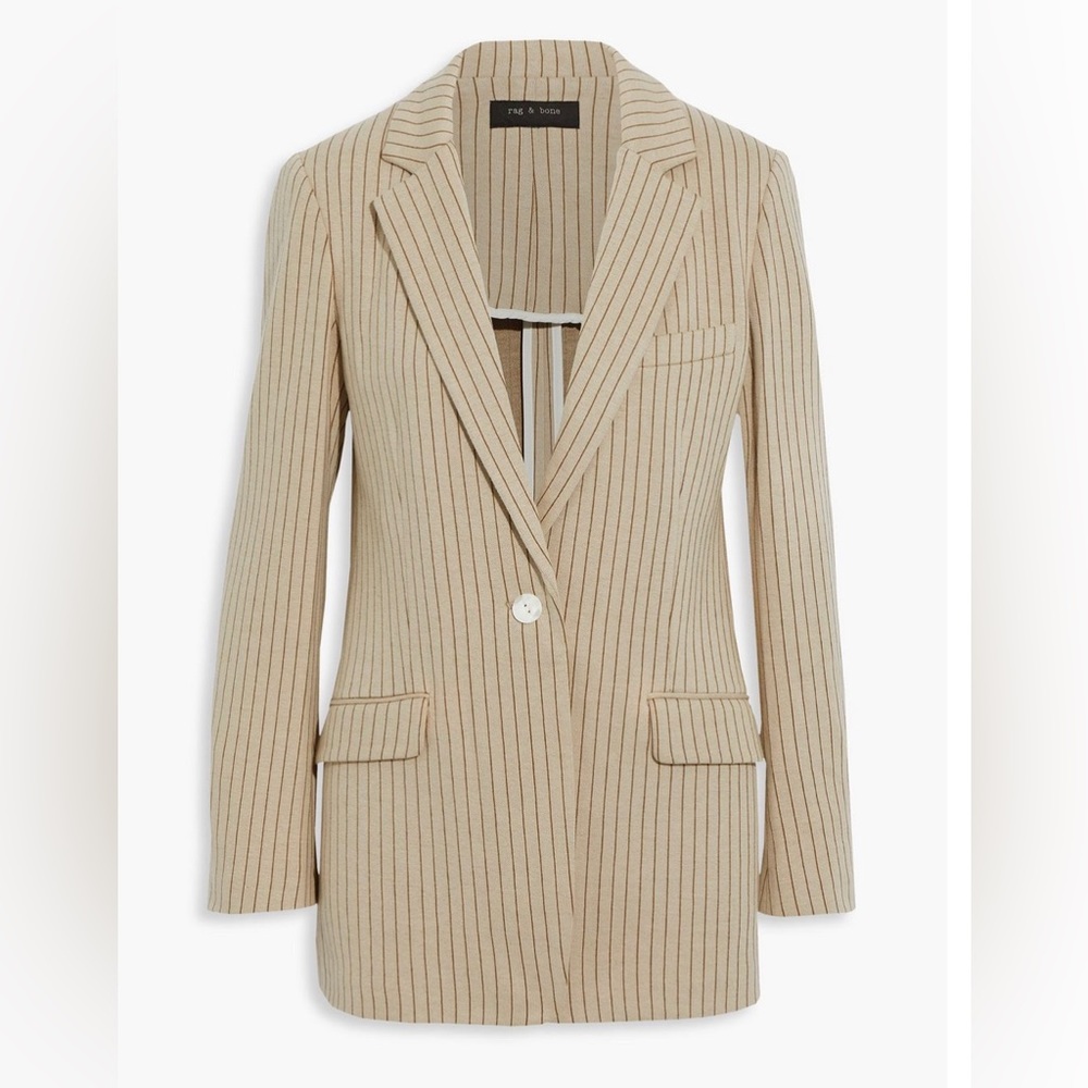 Rag & Bone Ames Blazer Tan Pinstripe Size 8